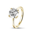 3.00 quilates anillo solitario en oro amarillo con diamante redondo