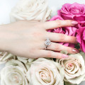 0.50 quilates anillo diamante flor diseño en oro blanco