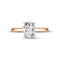 1.20 quilates anillo solitario en oro rojo con diamante ovalado