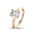 1.50 quilates anillo solitario en oro rojo con diamante ovalado