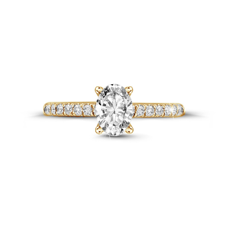 0.70 quilates anillo solitario en oro amarillo con diamante ovalado