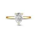 1.20 quilates anillo solitario en oro amarillo con diamante en forma de pera