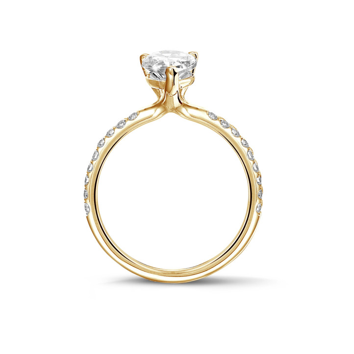 1.20 quilates anillo solitario en oro amarillo con diamante en forma de pera