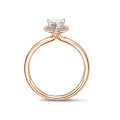 1.20 quilates anillo aureola en oro rojo con diamante en forma de pera