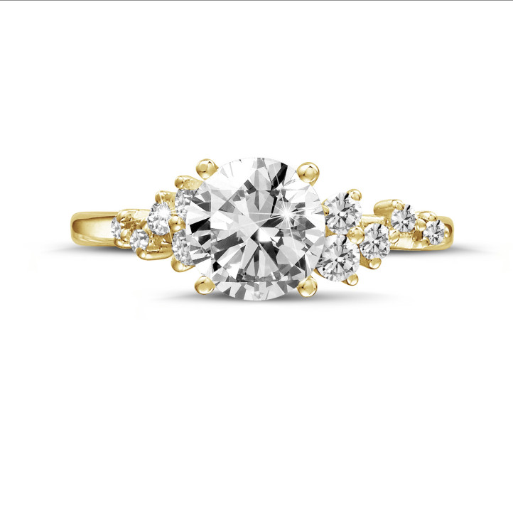 1.00 quilates anillo solitario apilable de oro amarillo con un diamante redondo con diseño marquesa