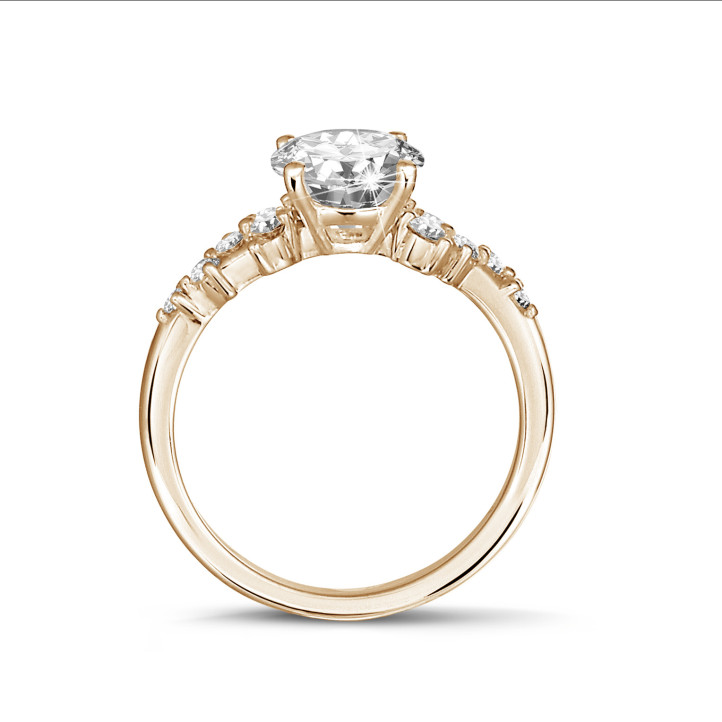 1.00 quilates anillo solitario apilable de oro rojo con un diamante redondo con diseño marquesa