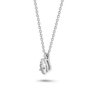 Gargantilla - 1.00 quilates colgante solitario diamante talla pera en oro blanco