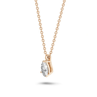 Gargantilla - 1.00 quilates colgante solitario diamante talla pera en oro rojo
