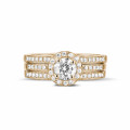 0.50 quilates anillo solitario diamante de oro rojo con diamantes en los lados