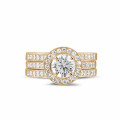 1.00 quilates anillo solitario diamante de oro rojo con diamantes en los lados