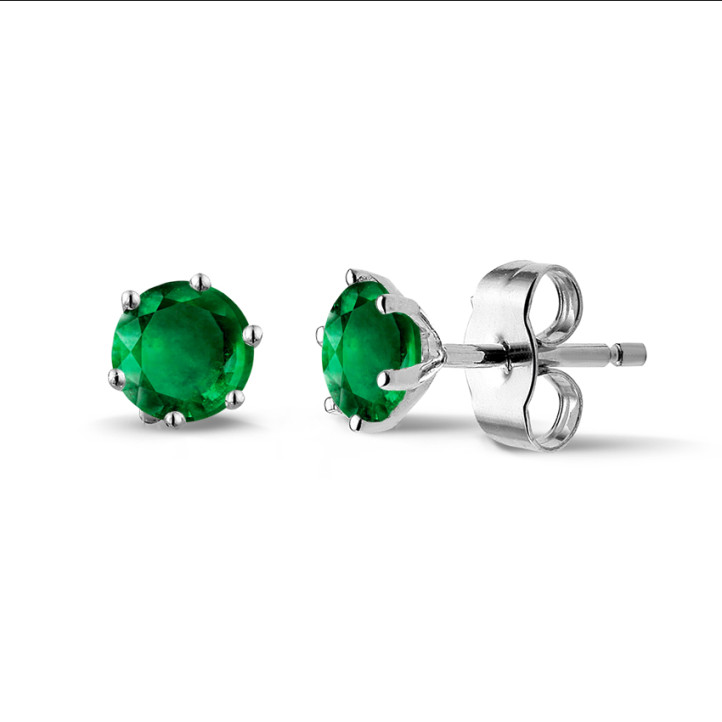 Pendientes en platino con esmeralda