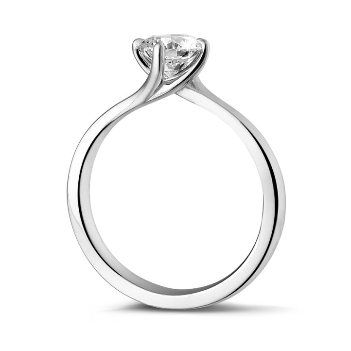 1.00 quilates anillo solitario de oro blanco con diamante redondo de calidad excepcional (D-IF-EX-None fluorescencia-GIA certificado)