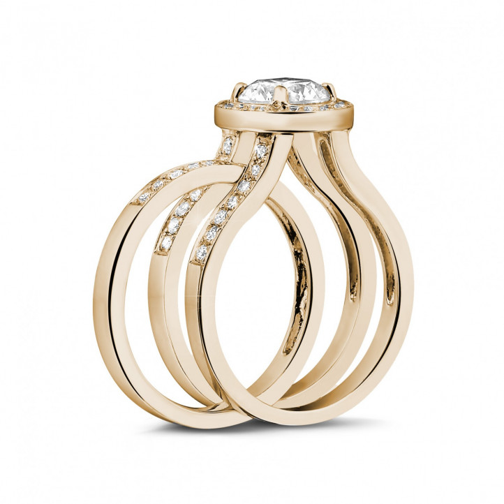 1.20 quilates anillo solitario diamante de oro rojo con diamantes en los lados
