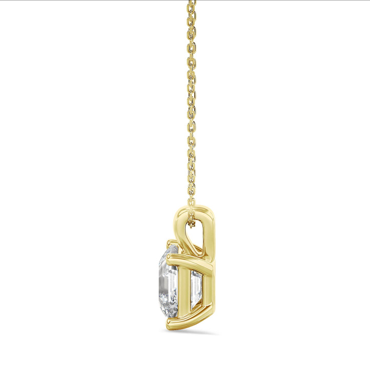 1.00 quilates colgante solitario diamante talla de corte asscher en oro amarillo