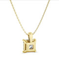 1.00 quilates colgante solitario diamante talla de corte asscher en oro amarillo