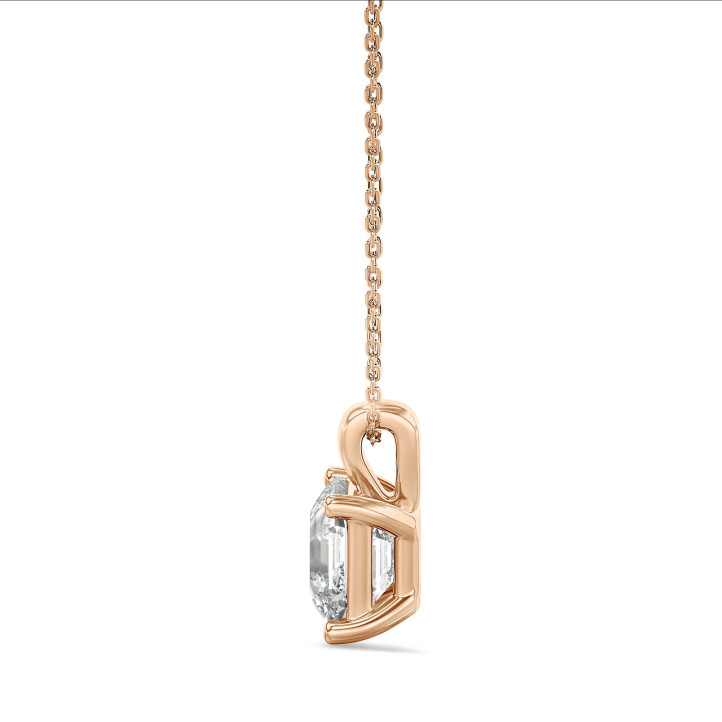 1.00 quilates colgante solitario diamante talla de corte asscher en oro rojo