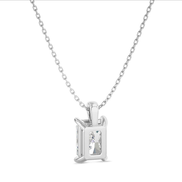 1.00 quilates colgante solitario diamante de talla radiante en oro blanco