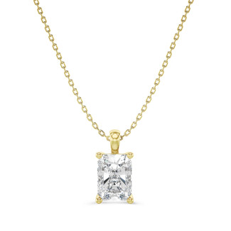 Gargantilla - 1.00 quilates colgante solitario diamante de talla radiante en oro amarillo