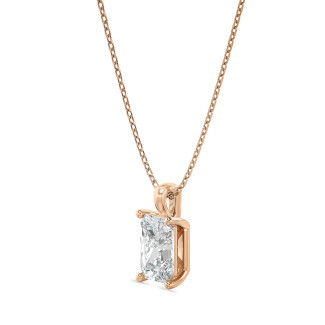 Gargantilla - 1.00 quilates colgante solitario diamante de talla radiante en oro rojo