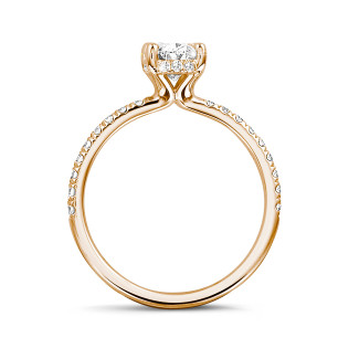 Novedades - 1.00 qt anillo solitario en oro rojo con diamante ovalado y halo oculto