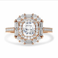 Anillo de diamante cojín a medida con diseño de doble halo