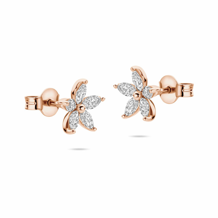 Pendientes Flor con Pétalos de Diamante talla Marquesa