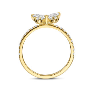 Anillos - Anillo Mariposa con Alas de Diamante talla Marquesa y Pera