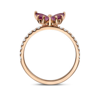 Anillos - Anillo Mariposa con Alas de Zafiro Rosa talla Marquesa y Pera