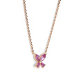 Colgante Mariposa con Alas de Zafiro Rosa talla marquesa en oro rojo
