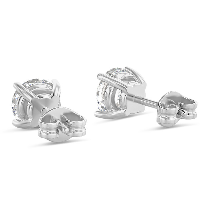 2.00 quilates pendientes solitario en oro blanco con diamante redondo