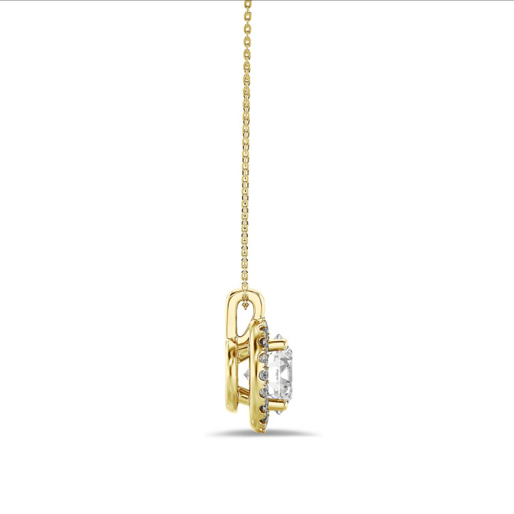 1.00 quilates halo gargantilla diamante en oro amarillo