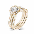 0.70 quilates anillo solitario diamante de oro rojo con diamantes en los lados