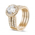 1.50 quilates anillo solitario diamante de oro rojo con diamantes en los lados