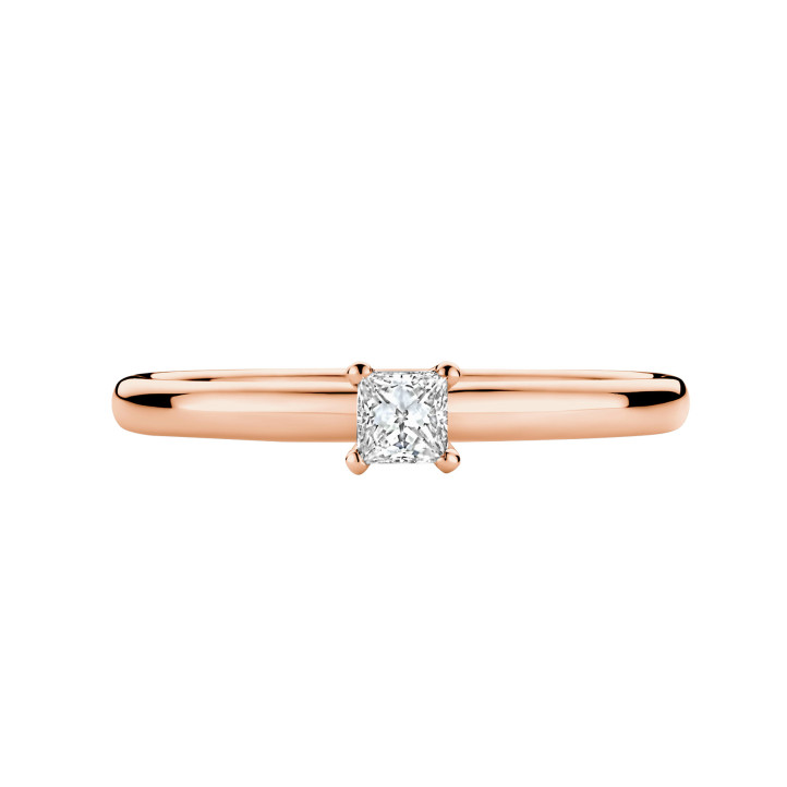 0.15 quilates anillo solitario con diamante talla princesa en oro rojo