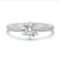 2.00 quilates anillo solitario diamante de oro blanco con diamantes en los lados