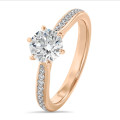 1.50 quilates anillo de oro rojo de diamantes con diamantes en los lados