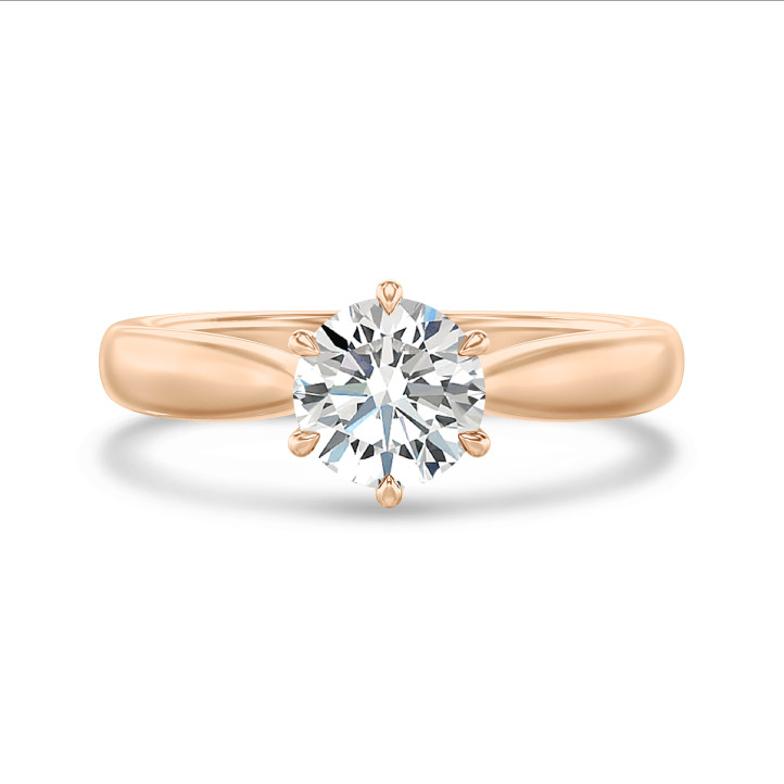 1.25 quilates anillo solitario diamante en oro rojo