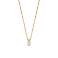 Colgante solitario de 0,15 quilates con diamante talla radiante en oro amarillo