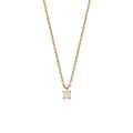 Colgante solitario de 0,15 quilates con diamante talla princesa en oro amarillo