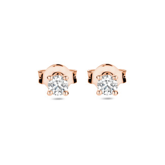 Pendientes - 0.30 quilates pendientes solitarios con diamantes talla redonda en oro rojo