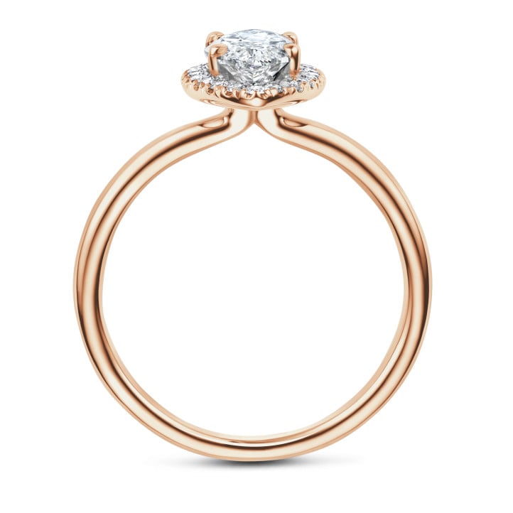 1.00 quilates anillo aureola en oro rojo con diamante en forma de marquesa