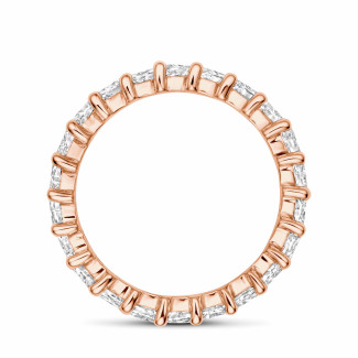 Boda - Anillo de eternidad completamente engastado de 1,75 quilates con diamantes talla marquesa en oro rojo
