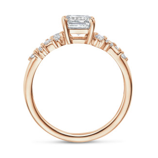 Classics - Anillo solitario tipo cluster 1.50 ct en oro rojo con diamante corte Asscher