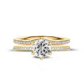 3.00 quilates anillo solitario en oro amarillo con diamantes en los lados