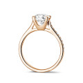 1.25 quilates anillo solitario diamante en oro rojo con diamantes en los lados