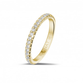 Alianzas de boda oro - 0.35 quilates alianza de diamantes (media banda) en oro amarillo