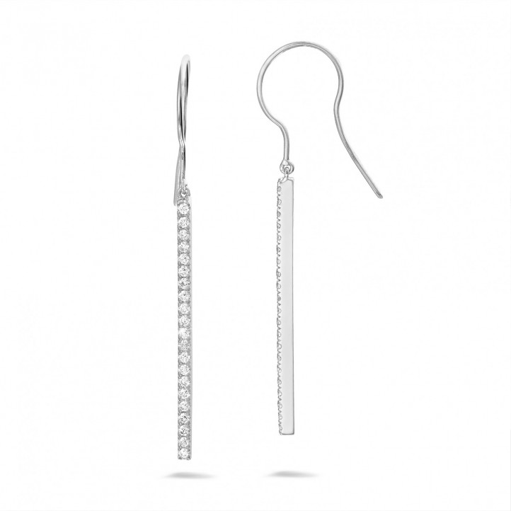 0.35 quilates pendientes diamantes de barras en platino