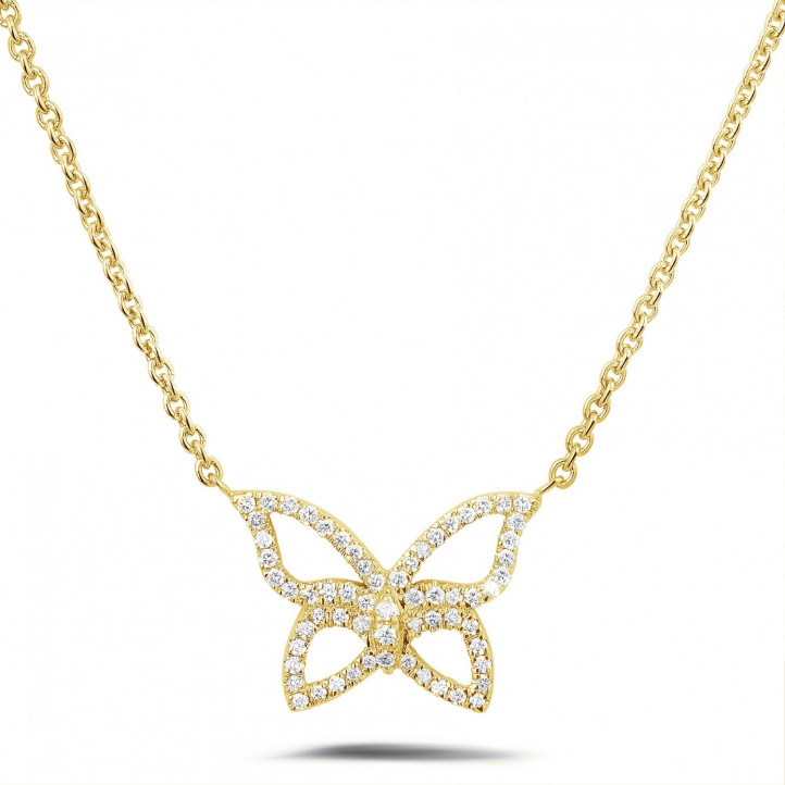 0.30 quilates collar mariposa diamante diseño en oro amarillo