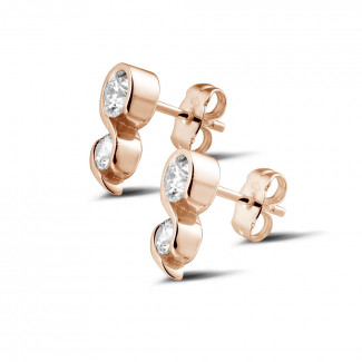 Pendientes mujer - 1.00 quilates pendientes diamantes en oro rojo