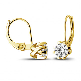 Pendientes - 1.00 quilates pendientes diamantes diseño en oro amarillo con ocho garras